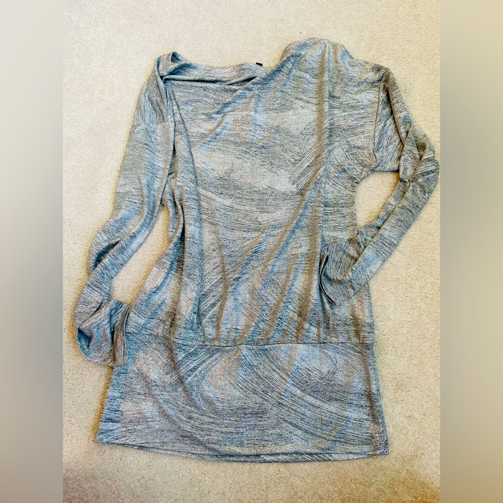 Metallic grey tunic, from White House Black Market, brand new with tags